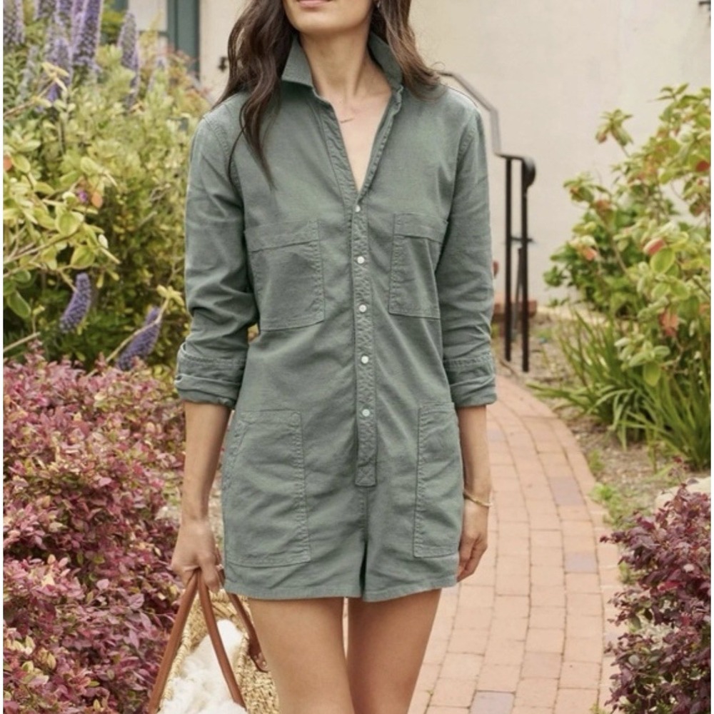 Frank & Eileen Ireland Playsuit Utility Romper Long Sleeve Sage Green Size XXS